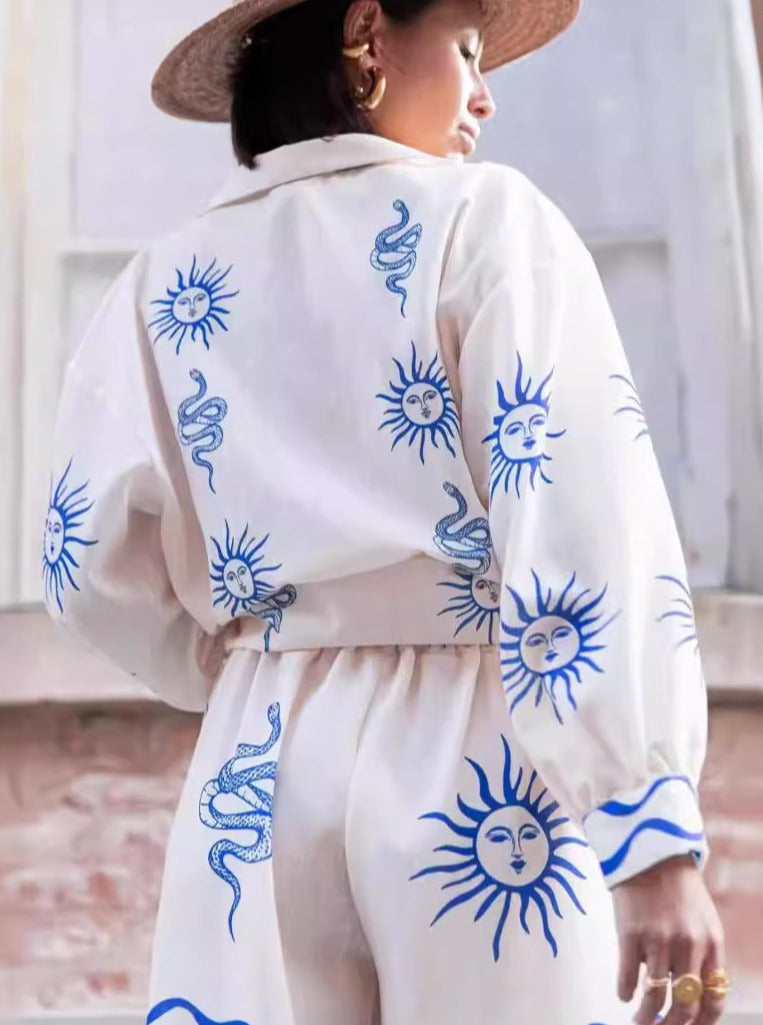 Boho Fashion Printed Shirt and Short Set