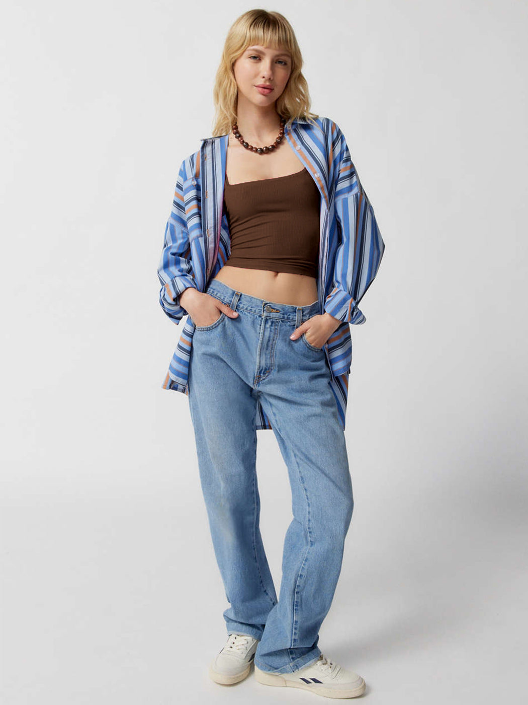 Brown Knitted Sexy Ribbed Crop Top