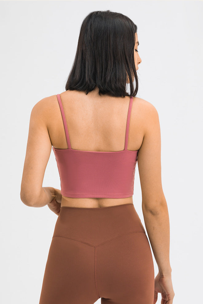 Peach Pink Sleeveless Sport Yoga Crop Top