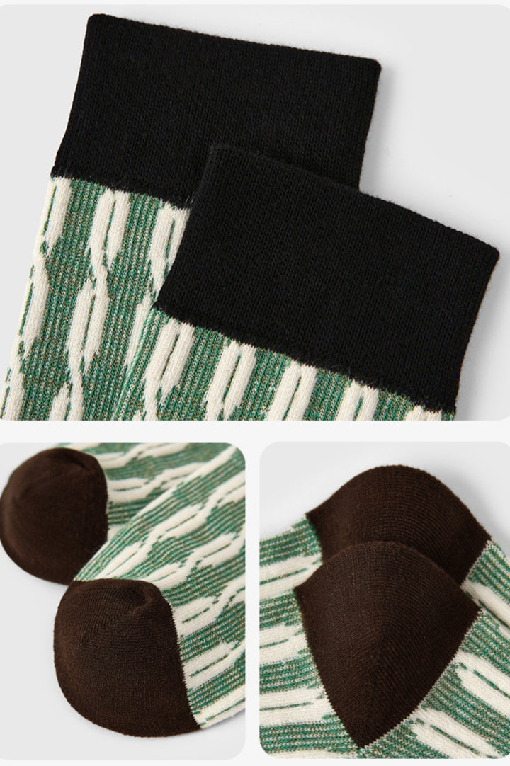 Geometric Pattern Breathable Cotton Socks