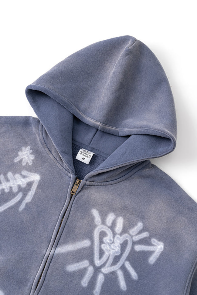 Men's Urban Style Graffiti Art Zip Hoodie