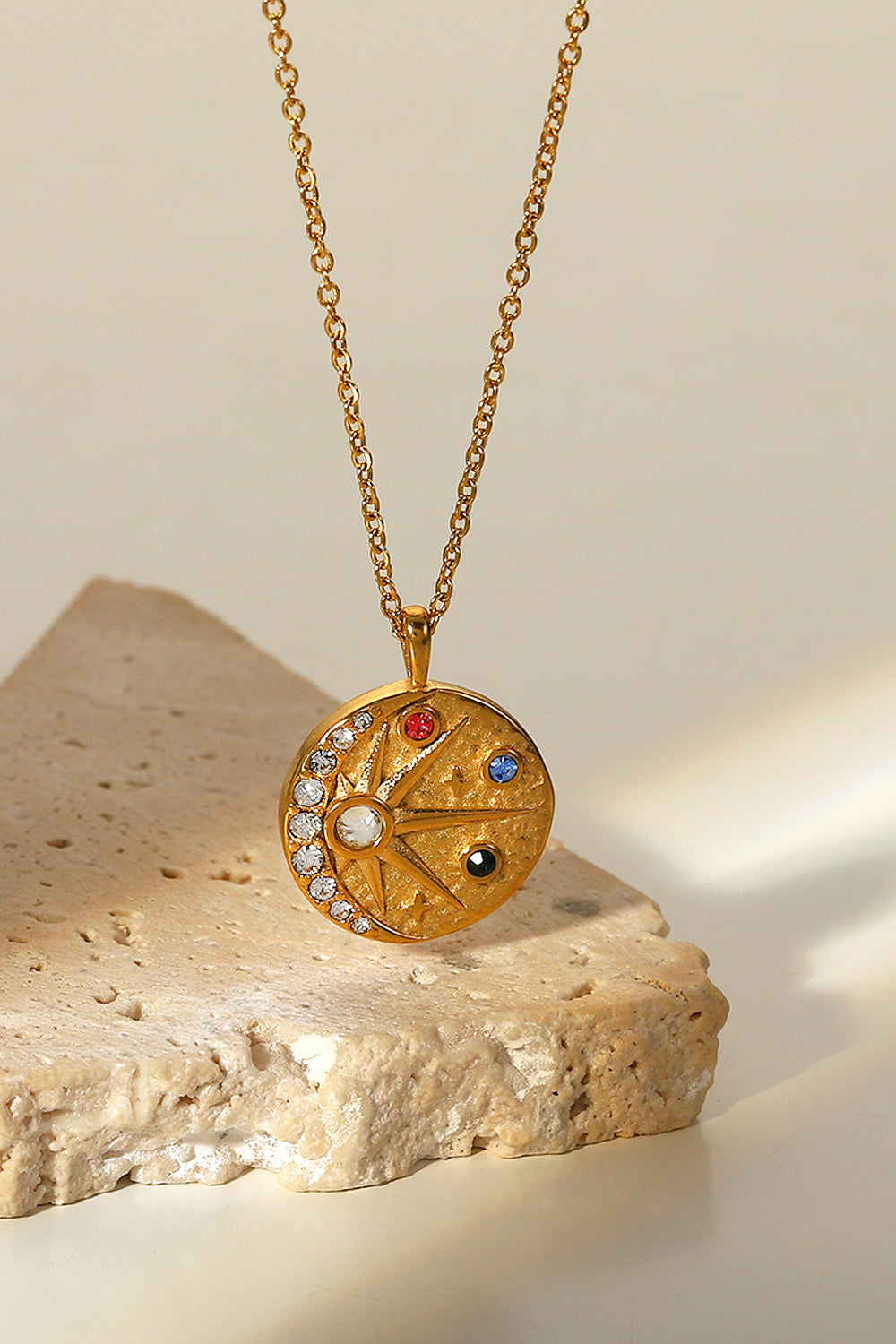 Elegant Gold Sun Pendant Necklace