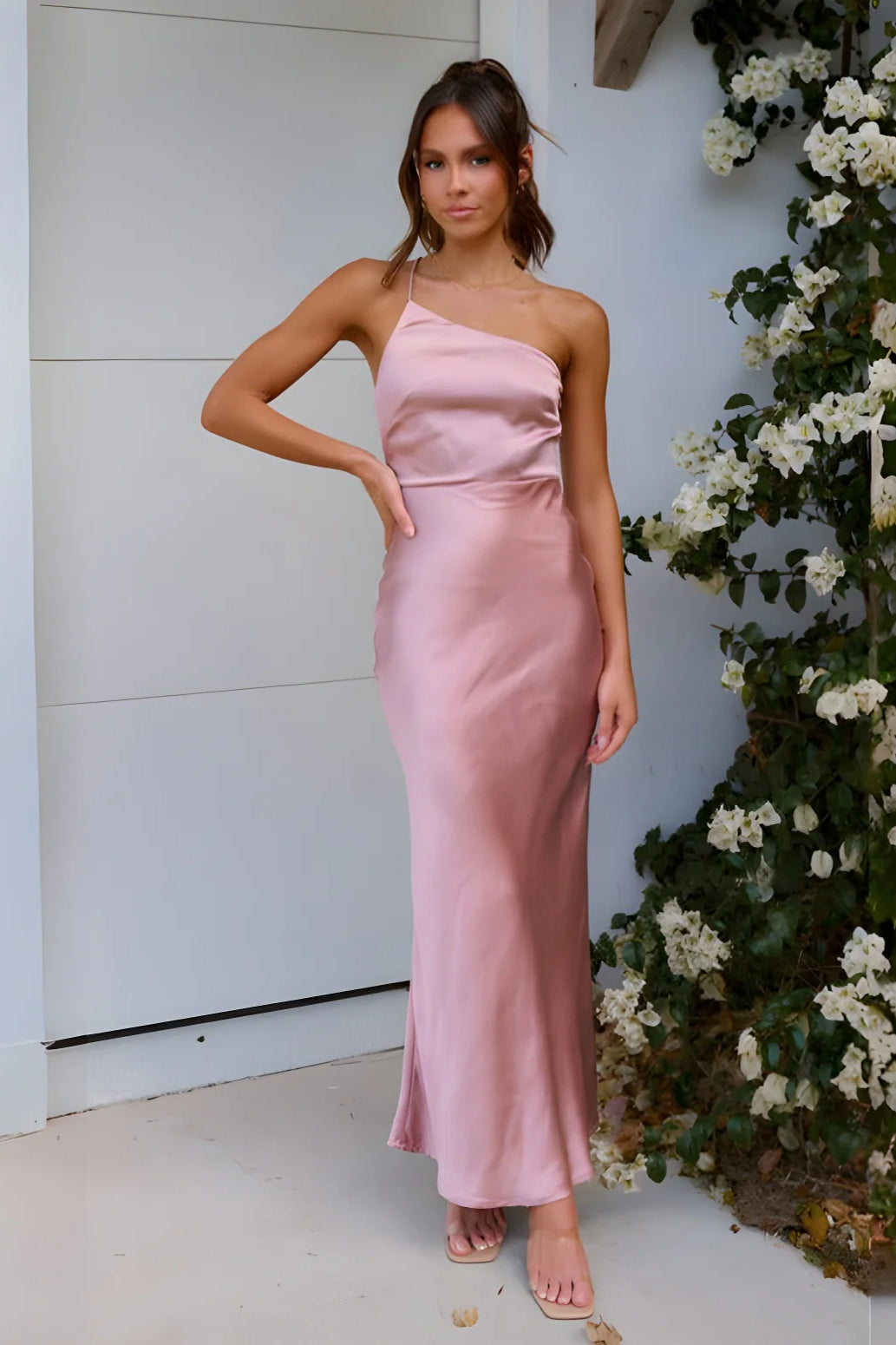 Sexy One Shoulder Slim Backless Dress