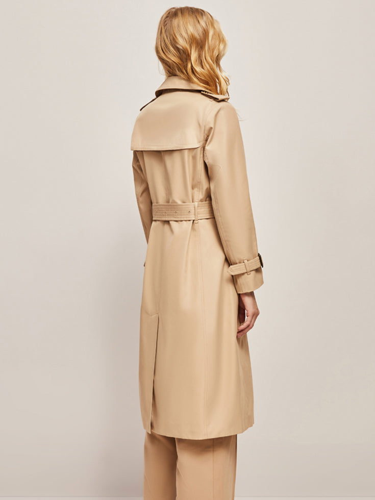 Klassischer Trenchcoat Damen Lang Mit Gürtel – Eleganter Übergangsmantel Herbst