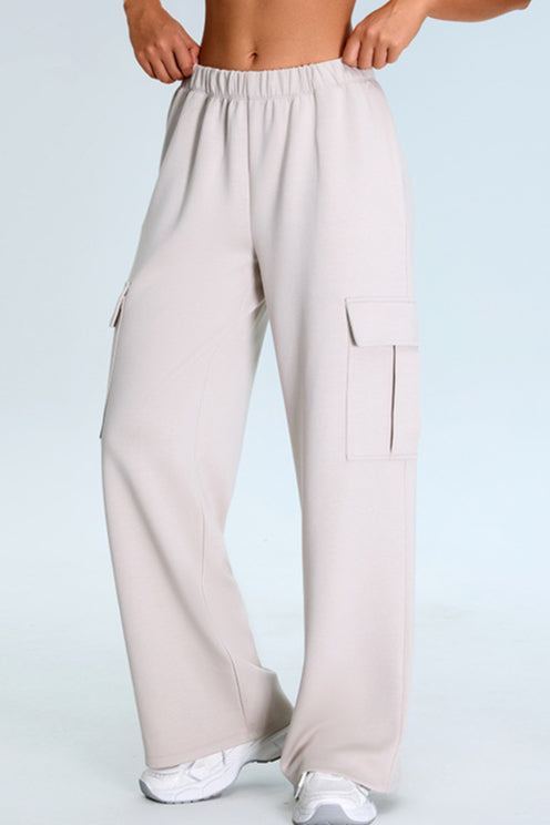 Casual Wide-Leg Cargo Sweat Pants for Relaxed