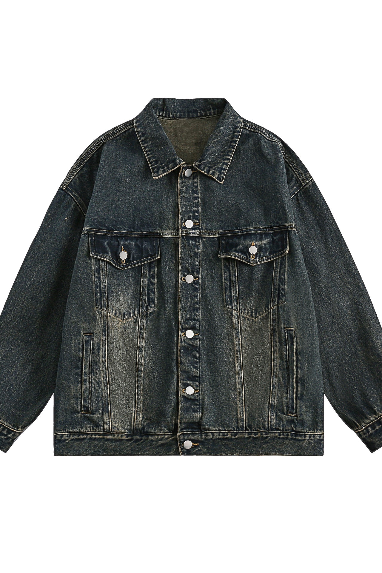 Men's Casual Denim Jacket with Vintage Wash