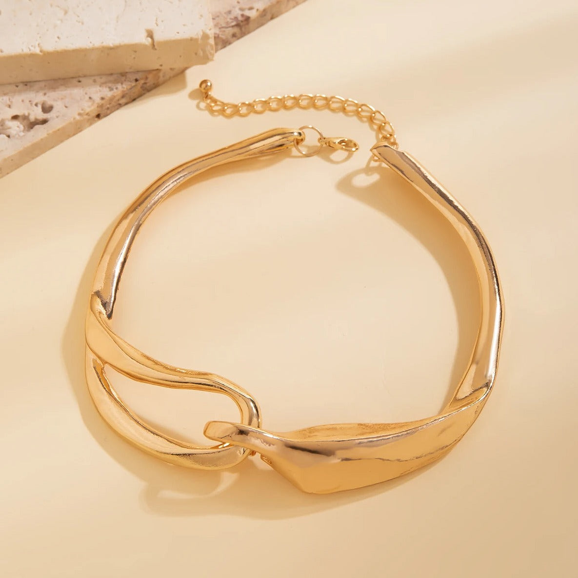 Modern Spliced Irregular Geometry Choker Necklace