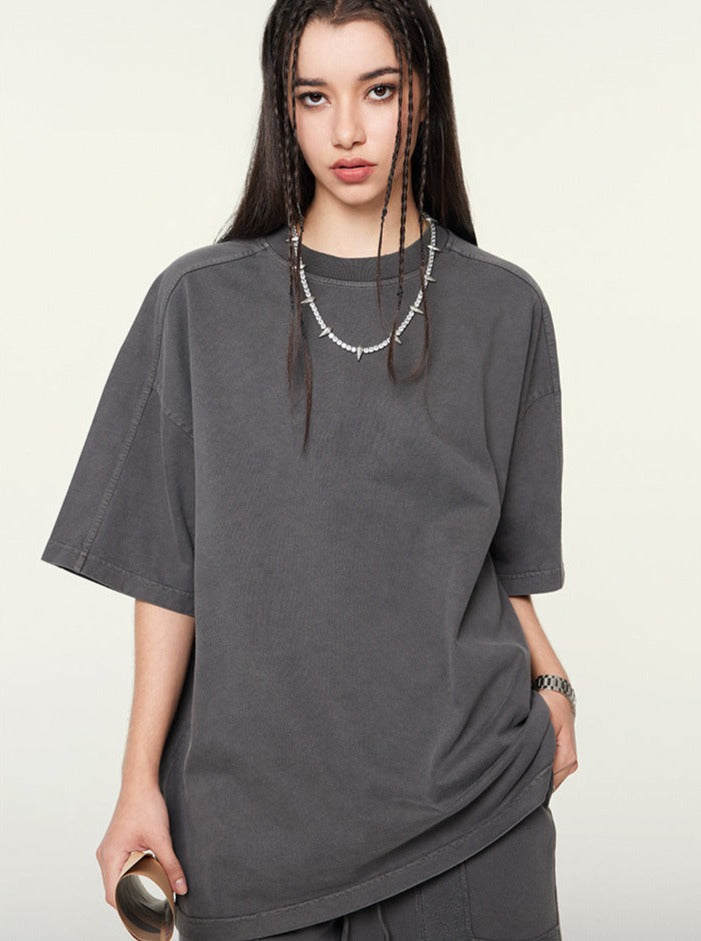 Loose Grey Basic Solid Color Casual Shirt