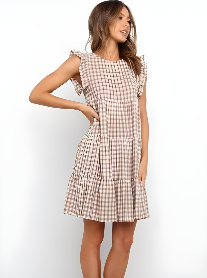 Classic Plaid Layered Sleeveless Dress