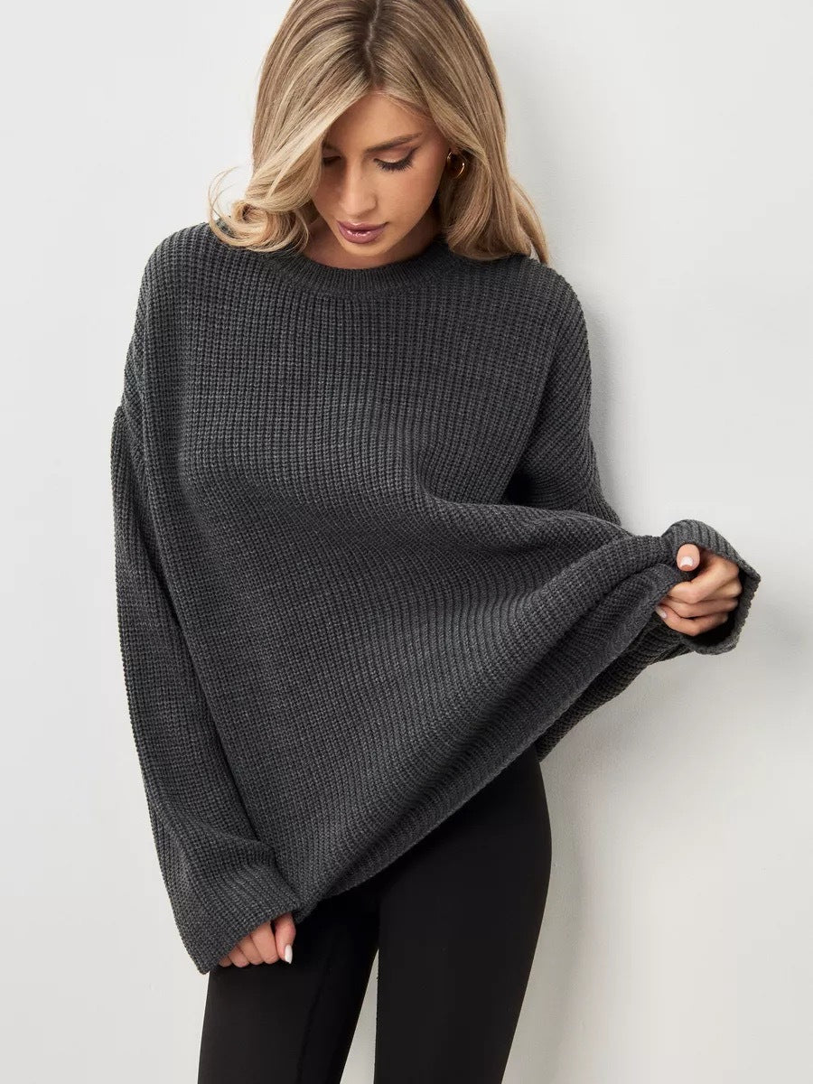 Pullover Damen Oversize - Strickpullover mit Rundhalsausschnitt