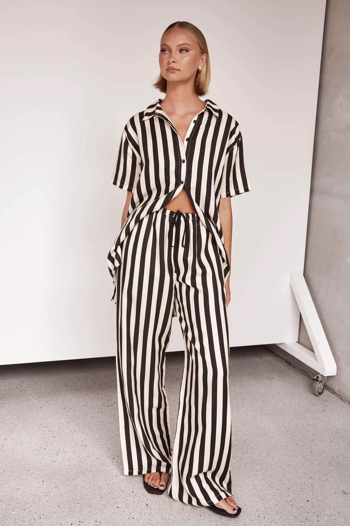 Casual Loose Striped Shirt and Pants Set