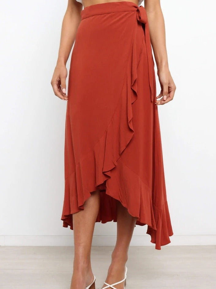 Asymmetrical Sexy Red Long Skirt