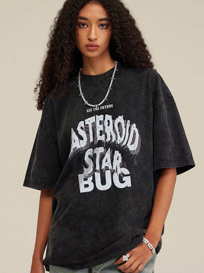 Black Casual Asteroid Letter Printed Shirt