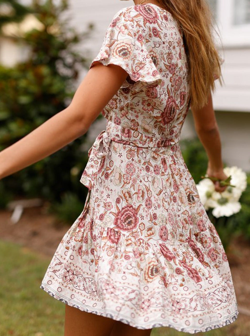 Bohemian Print Strappy Mini Dress