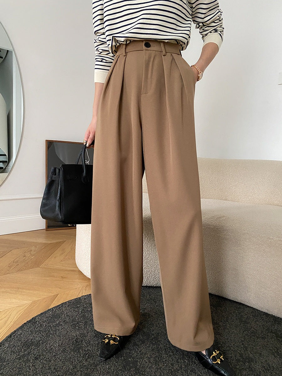 Khaki Wide Leg Suit Pants