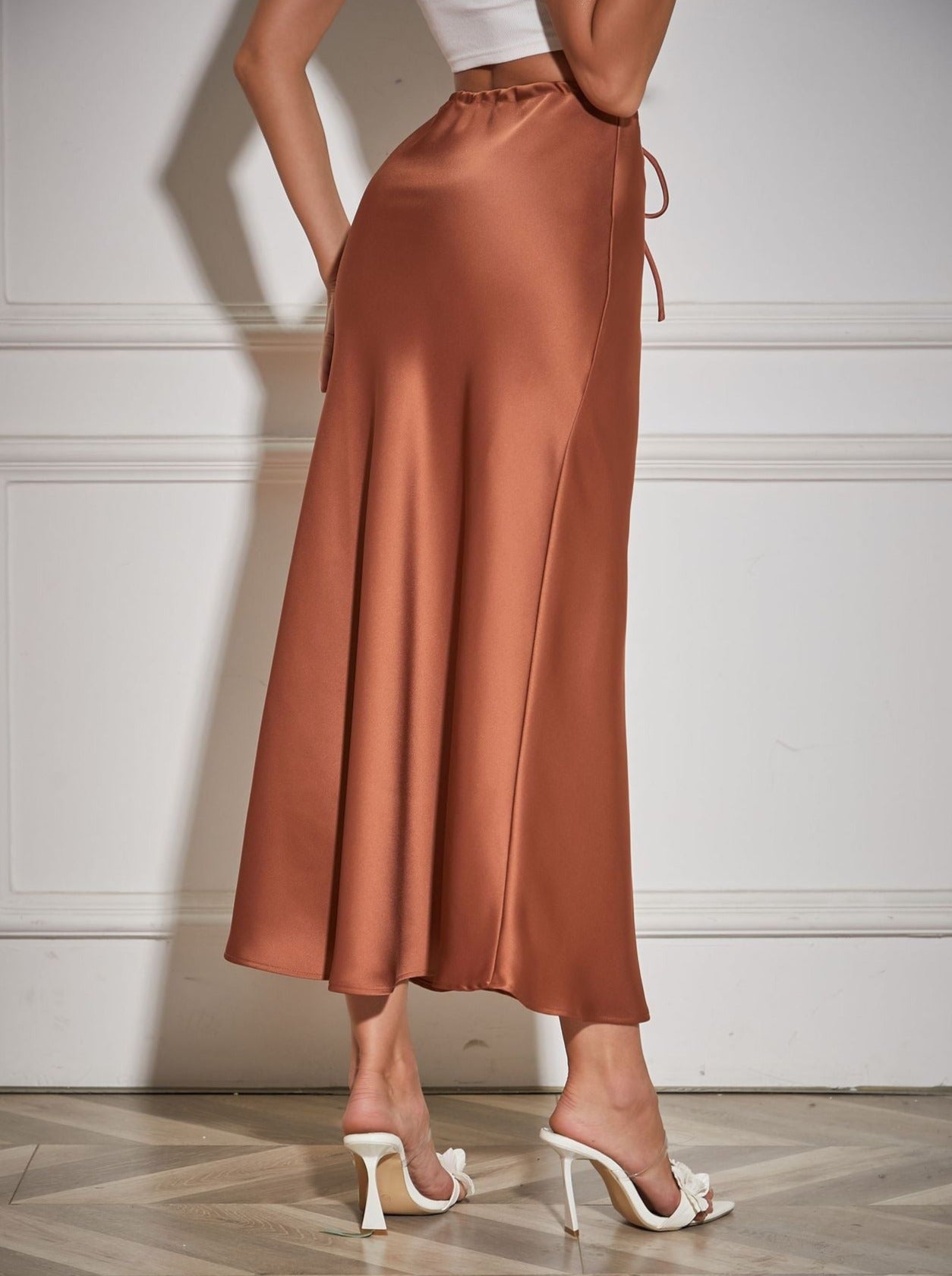 Brown Tie Wait Maxi Skirt