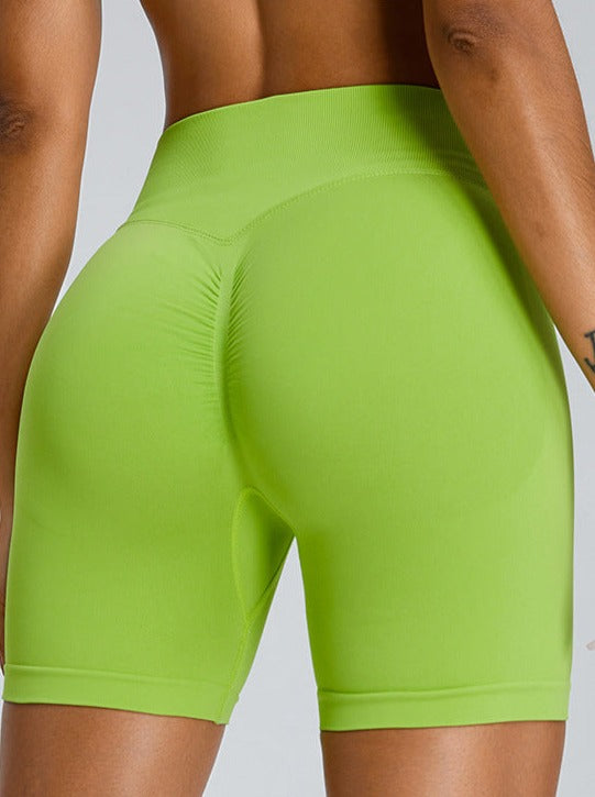 Yellow Green Seamless High-Waisted Butt-Lifting Sports Short