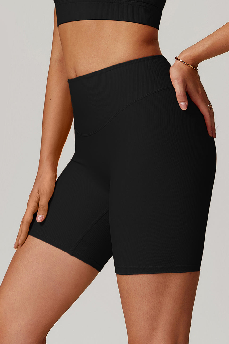 Women's Casual High-Waisted Ribbed Shorts