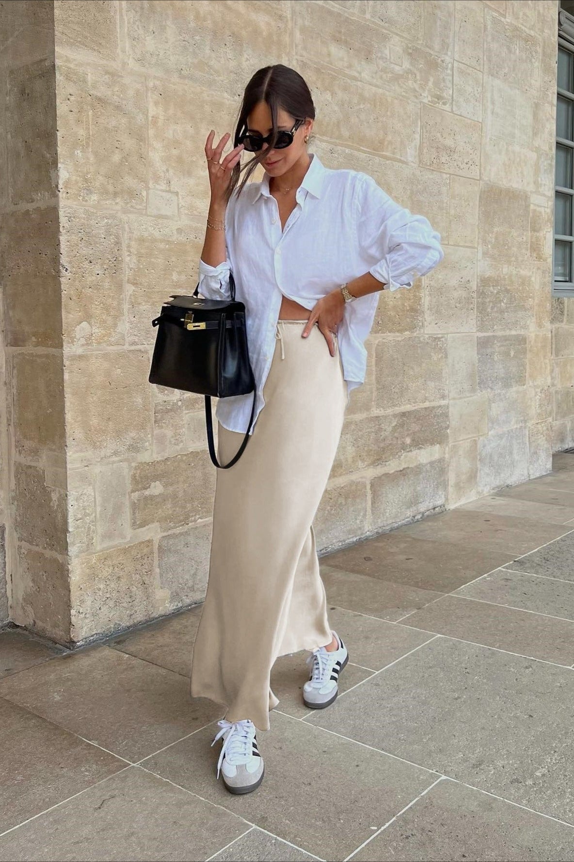 Soft Ivory Tie Waist Maxi Skirt